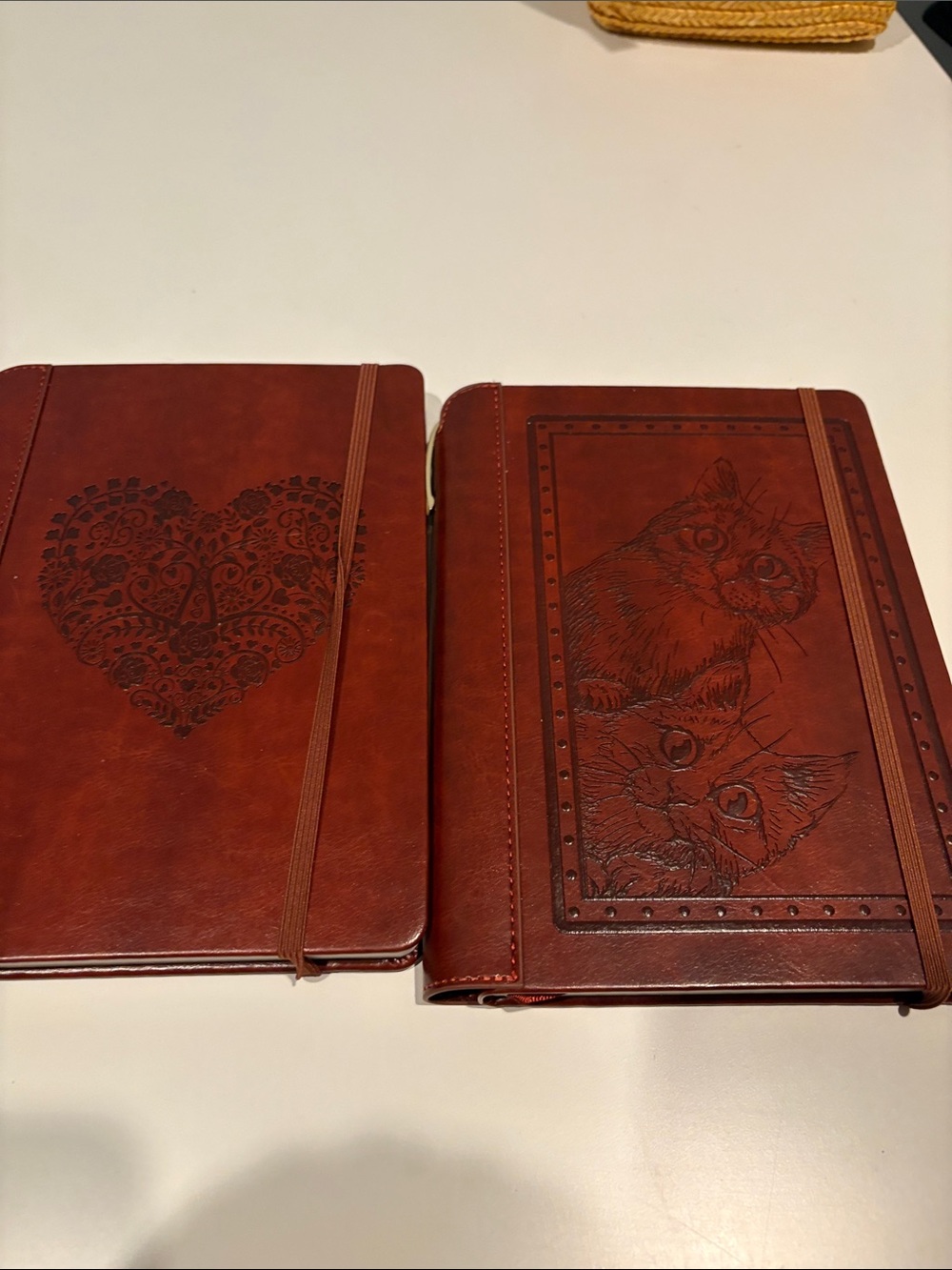 2 SETTINI Cat & Heart Writing Journal Hardcover Faux Leather Notebook T4